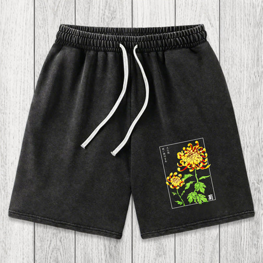 Tokyosol Retro Chrysanthemum Washed Short