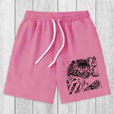 Tokyosol Creepy Cat Anime Horror Anteater Washed Shorts