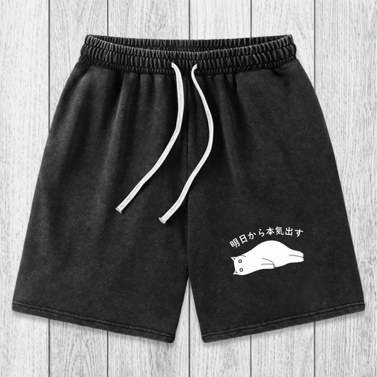 Tokyosol I'm Going To Get Serious Tomorrow Washed Shorts