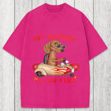 Tokyosol My Wiener Is On Fire Funny Dog Washed T-Shirt