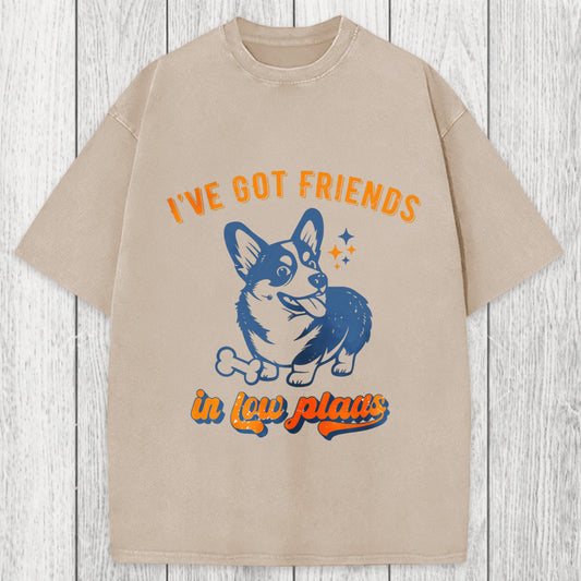 Tokyosol I've Got Friends In Low Places Funny Dog Washed T-Shirt