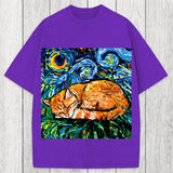 Tokyosol Orange Tabby Night full Washed T-Shirt