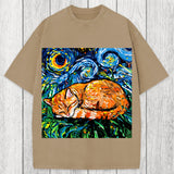 Tokyosol Orange Tabby Night full Washed T-Shirt