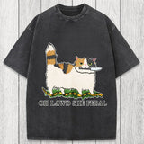 Tokyosol Oh Lawd She Feral Funny Cat Meme Washed T-Shirt
