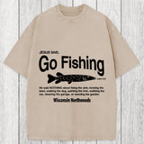 Tokyosol Jesus Said Go Fishing Funny Washed T-Shirt