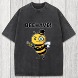 Tokyosol Beehave! Funny Bee Washed T-Shirt