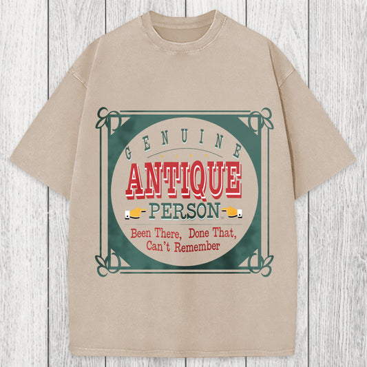 Tokyosol Genuine Antique Person Funny Slogan Washed T-Shirt