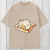 Tokyosol Cute Hamster Pizza Washed T-Shirt