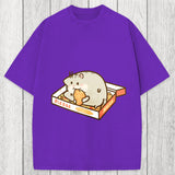 Tokyosol Cute Hamster Pizza Washed T-Shirt