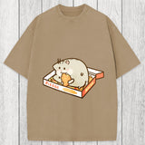 Tokyosol Cute Hamster Pizza Washed T-Shirt