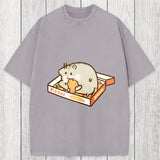 Tokyosol Cute Hamster Pizza Washed T-Shirt