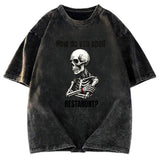 Tokyosol Funny Skeleton Meme Fleece Lined T-Shirt
