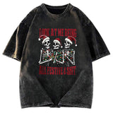 Tokyosol Funny Christmas Skull Fleece Lined T-Shirt