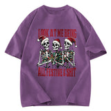 Tokyosol Funny Christmas Skull Fleece Lined T-Shirt