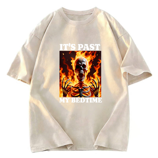 Tokyosol It's Past My Bedtime Funny Skeleton Meme Fleece Lined T-Shirt
