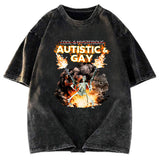 Tokyosol Autistic and Gay Skeleton Explosion Washed T-Shirt