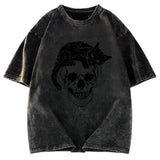 Tokyosol Cat Skull Fleece Lined T-Shirt