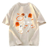 Tokyosol Skeleton Dunking Basketball Halloween Washed T-Shirt