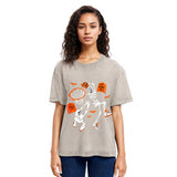 Tokyosol Skeleton Dunking Basketball Halloween Washed T-Shirt