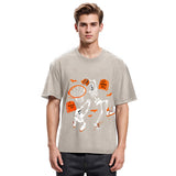 Tokyosol Skeleton Dunking Basketball Halloween Washed T-Shirt