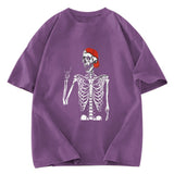 Tokyosol Halloween Cool Boy Skeleton Washed T-Shirt