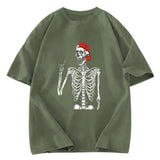 Tokyosol Halloween Cool Boy Skeleton Washed T-Shirt