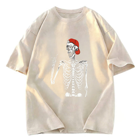 Tokyosol Halloween Cool Boy Skeleton Washed T-Shirt