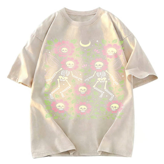 Tokyosol Skeleton Fairy Grunge Washed T-Shirt