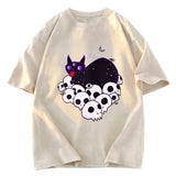Tokyosol Cute Goth Cat Washed T-Shirt