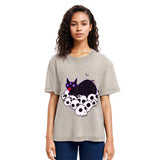 Tokyosol Cute Goth Cat Washed T-Shirt