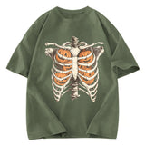 Tokyosol Halloween Skeleton Rib Vintage Washed T-Shirt