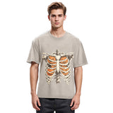 Tokyosol Halloween Skeleton Rib Vintage Washed T-Shirt