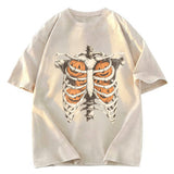 Tokyosol Halloween Skeleton Rib Vintage Washed T-Shirt