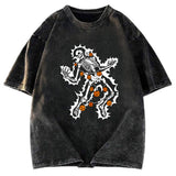 Tokyosol Electrocuted Skeleton Halloween Washed T-Shirt