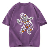Tokyosol Electrocuted Skeleton Halloween Washed T-Shirt