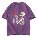 Tokyosol Flying Paper Cranes Japanese Skeleton Washed T-Shirt
