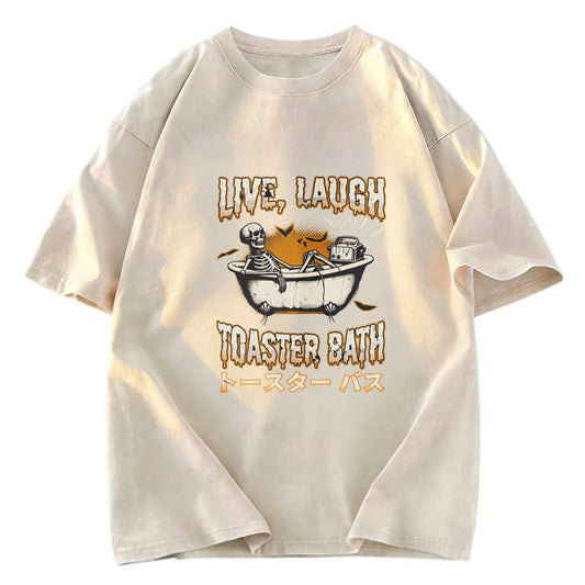 Tokyosol Skeleton Taking A Bath Washed T-Shirt