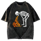 Tokyosol Candies Funny Halloween Skeleton Washed T-Shirt
