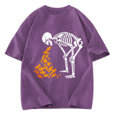 Tokyosol Candies Funny Halloween Skeleton Washed T-Shirt