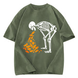 Tokyosol Candies Funny Halloween Skeleton Washed T-Shirt