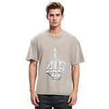 Tokyosol Funny Halloween Middle Finger Skeleton Hand Washed T-Shirt
