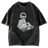 Tokyosol Skeleton Playing The Music Washed T-Shirt
