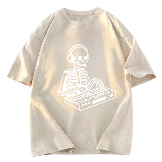 Tokyosol Skeleton Playing The Music Washed T-Shirt