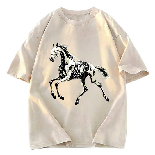 Tokyosol Horse Funny Meme Vintage Washed T-Shirt