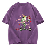 Tokyosol Funny Frog Valentine Washed T-Shirt