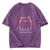 Tokyosol Funny Valentine's Day Kitten Washed T-Shirt