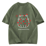 Tokyosol Funny Valentine's Day Kitten Washed T-Shirt
