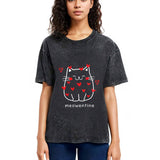 Tokyosol Funny Valentine's Day Kitten Washed T-Shirt