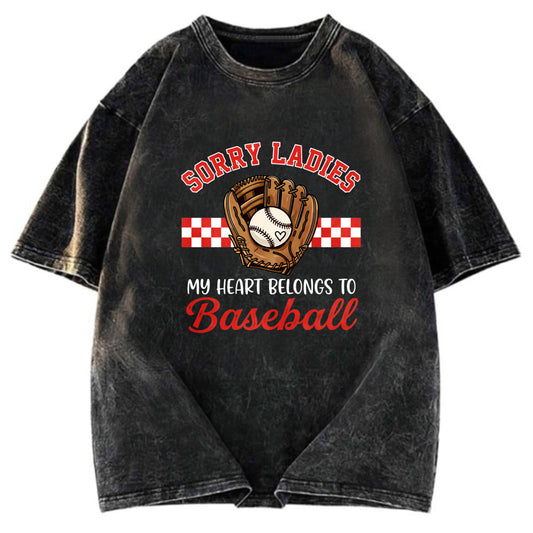Tokyosol Funny Baseball Valentine Washed T-shirt