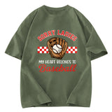 Tokyosol Funny Baseball Valentine Washed T-shirt